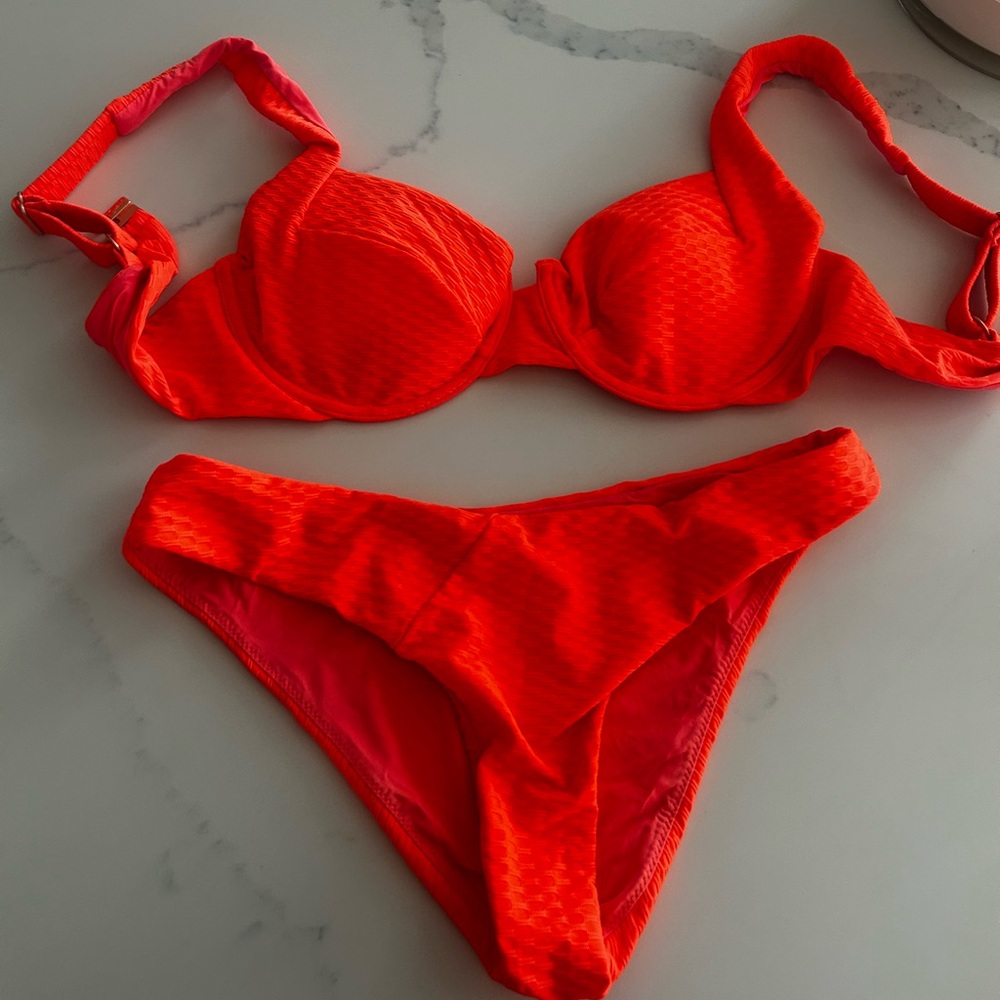 Vetchy Vibrant Orange Bikini Set Classic Swimwear